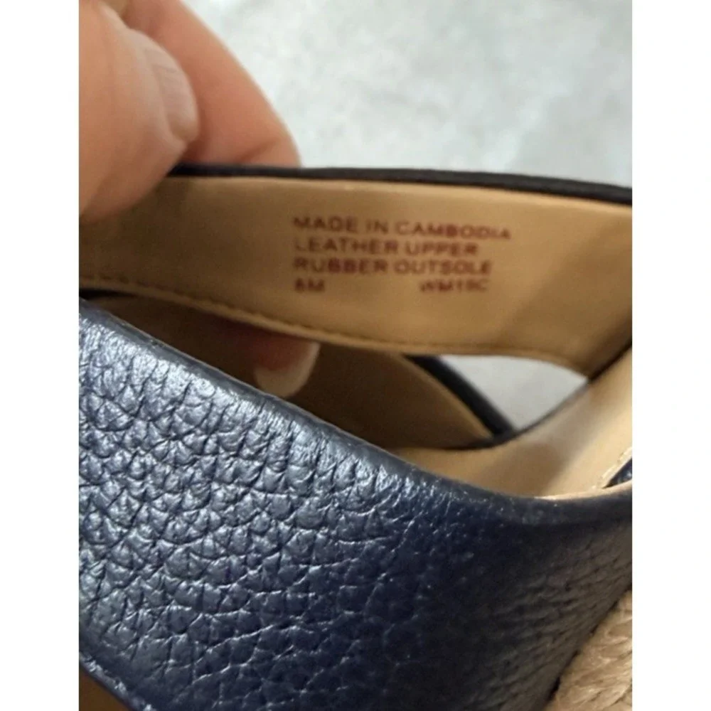 Michael Kors Sandals SZ 8 Platform Espadrilles Heels Blue Leather NEW Canvas - Picture 8 of 9